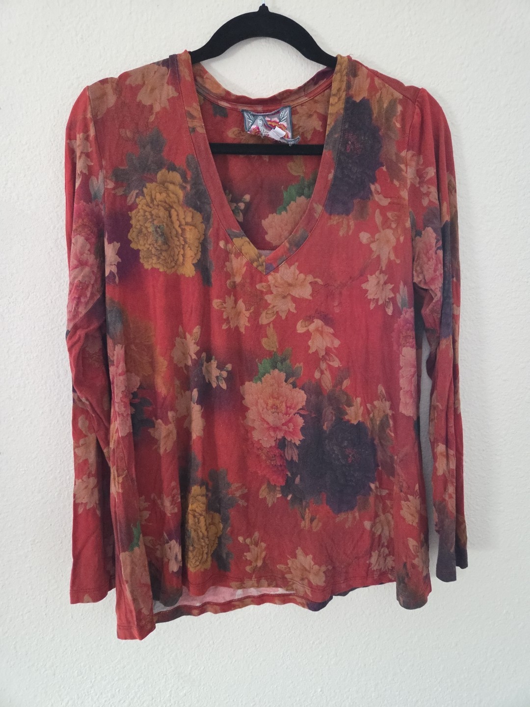 Womens Johnny Was Burntout Swing Long Sleeve Floral Sz L
