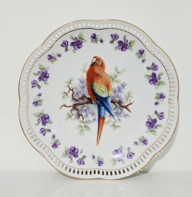 CICO BAVARIA RETICULATED PIERCED PORCELAIN DECORATIVE PLATE - RED MACAW