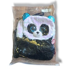 TY Flippy Fashion Beanie Baby Sequin Micro Backpack Bamboo the Panda Bear 10" 