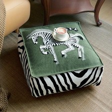 Pouf Ottoman Unstuffed Poufs Soft Touch Zebra Boho Footrest Floor Chair Stora...