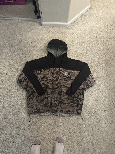 Carhartt Jacket Mens XXL Digital Camo Hooded Storm Defender Waterproof Full Zip