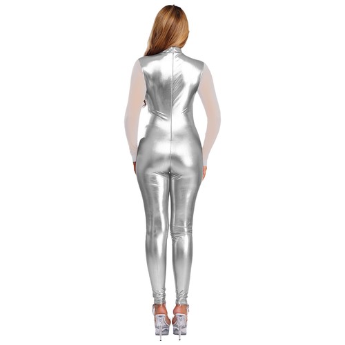 Body donna tuta gioco tuta patchwork pezzo unico abbigliamento sportivo metallizzato adulto - Foto 29 di 54