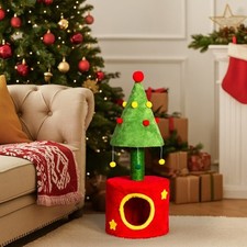 Christmas Color Indoor Cat Scratching Post/House Kitten Playing Tower with Ball