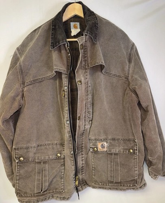 #ad Carhartt Vintage Chore Jacket Blanket Lined XL Corduroy Collar USA Made $86.99