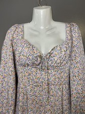 ASTR The Label Dress Womens Medium Blue Floral Cutout Maxi Long Sleeve Boho