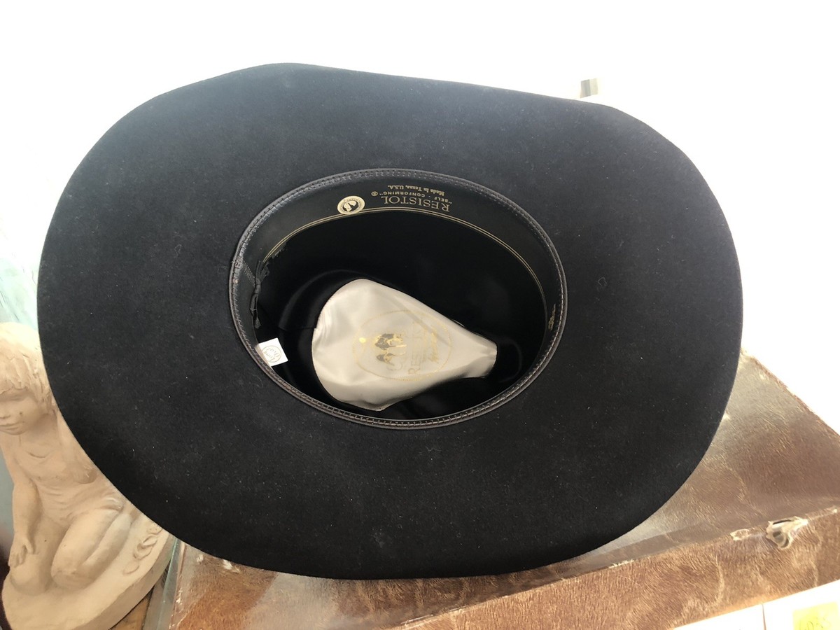 Resistol 4X Beaver Cowboy Hat Size 7 1/4 Black Long Oval - NEW
