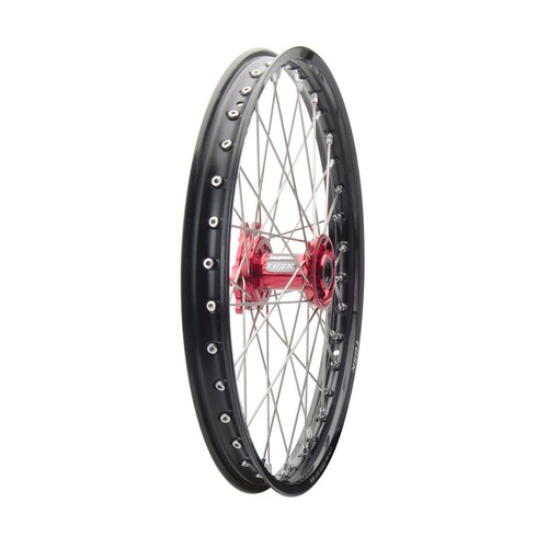 Tusk Impact Complete Wheel - Front 21 X 1.60 Black Rim/Silver Spoke/Red Hub for