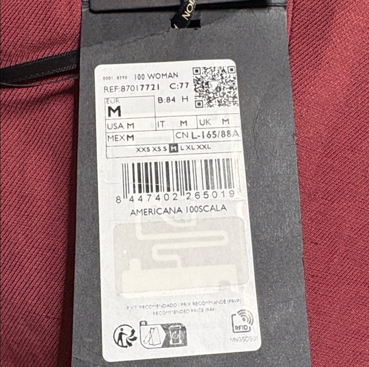 NWT Medium MANGO MNG Linen Oversized Wine Blazer thumbnail 8