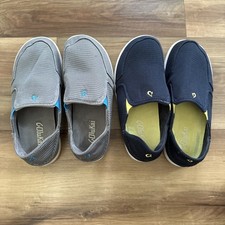 2 Olukai Nohea Mesh Gray Slip On Loafer Sneaker Shoes Boys Gray Navy Blue Size 2