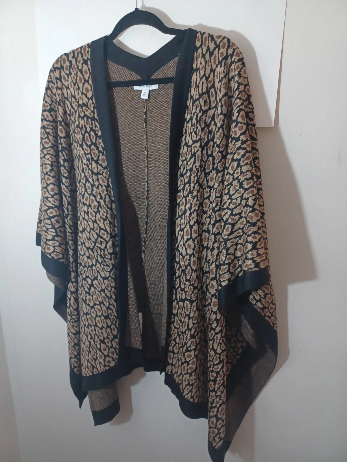 Nine West Womens Black/Brown Jacquard Poncho New Without Tags Size Medium
