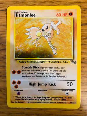 Hitmonlee (7/62) Holo Fossil Set Pokemon Karte! SCHNELLER & KOSTENLOSER VERSAND!