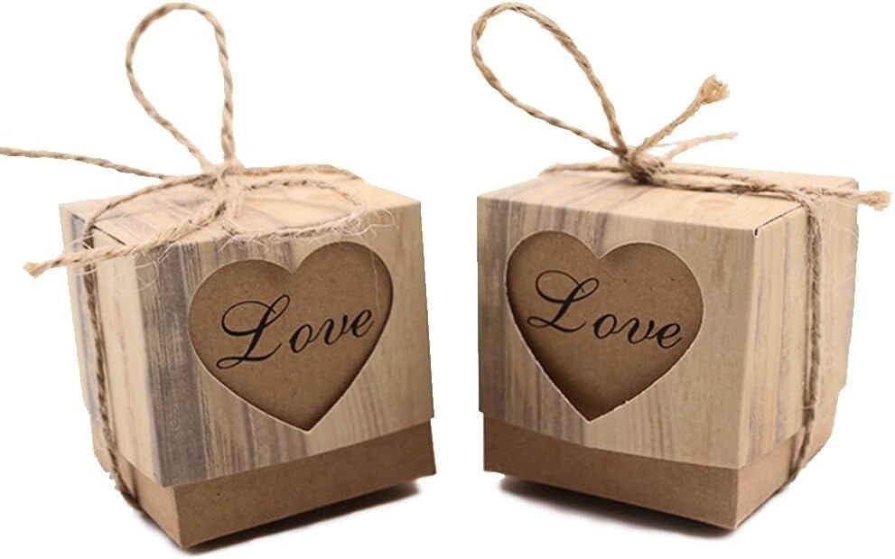 Es, 2x2x2 Inches Mini Cube Brown Candy Gift Boxes
