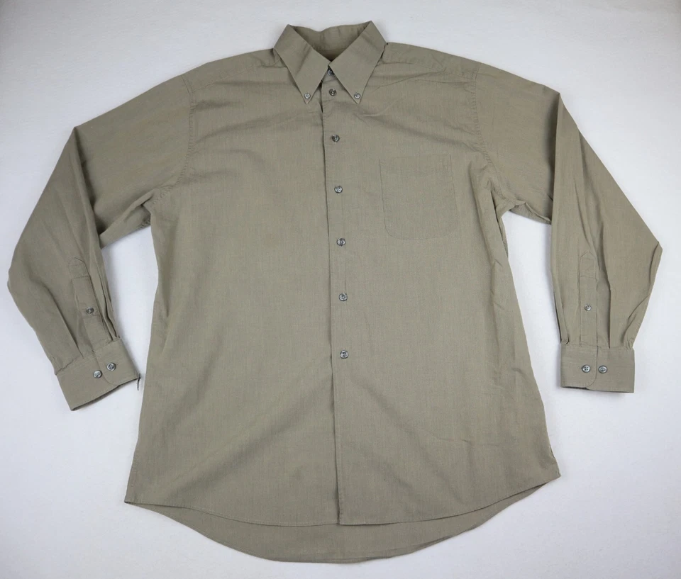 МУЖСКАЯ СЕРАЯ БЕЖЕВАЯ ПОВСЕДНЕВНАЯ СОРОЧКА НА ПУГОВИЦАХ - ДОКЕРЫ - РАЗМЕР 16 - 16,5 - Изображение 2 из 4