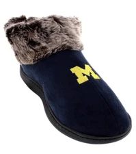 COMFY FEET Womens Faux Fur Slippers Size Med 7-8 MICHIGAN WOLVERINES Black New