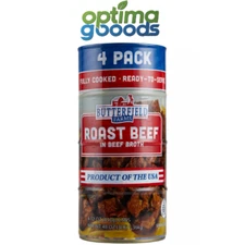 Butterfield Farms Roast Beef in Beef Broth, 12 oz Cans, 4 Pack – Ready to Eat.