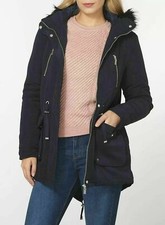 Ex DP Ladies Womens Faux Fur Trim Hooded Parka Jacket Coat Size 8 10 12 14 16