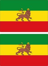 2X Adhesive Sticker Ethiopia Flag Car Lion Haile Selassie