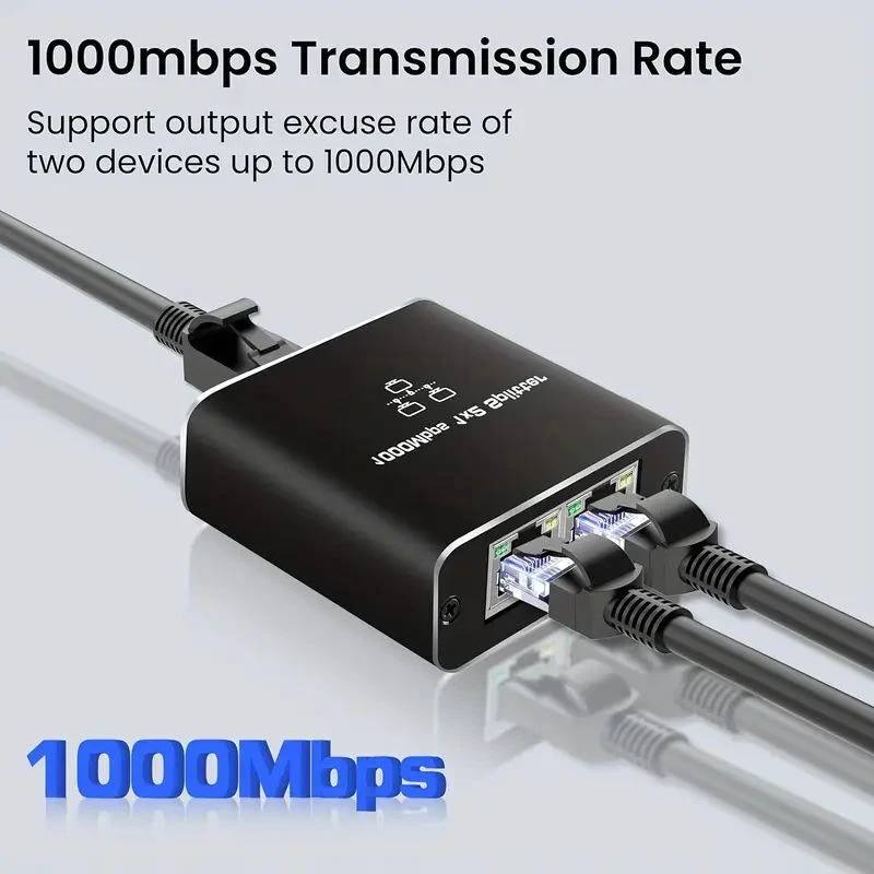 Lotto Adattatore RJ45 Gigabit Ethernet Sdoppiatore 1000Mbps Rete LAN Internet da 1 a 2 - Immagine 4 di 4