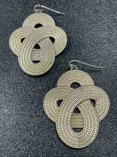Vintage 2.2  Textured Gold Tone Metal Knot Design Dangle Earrings
