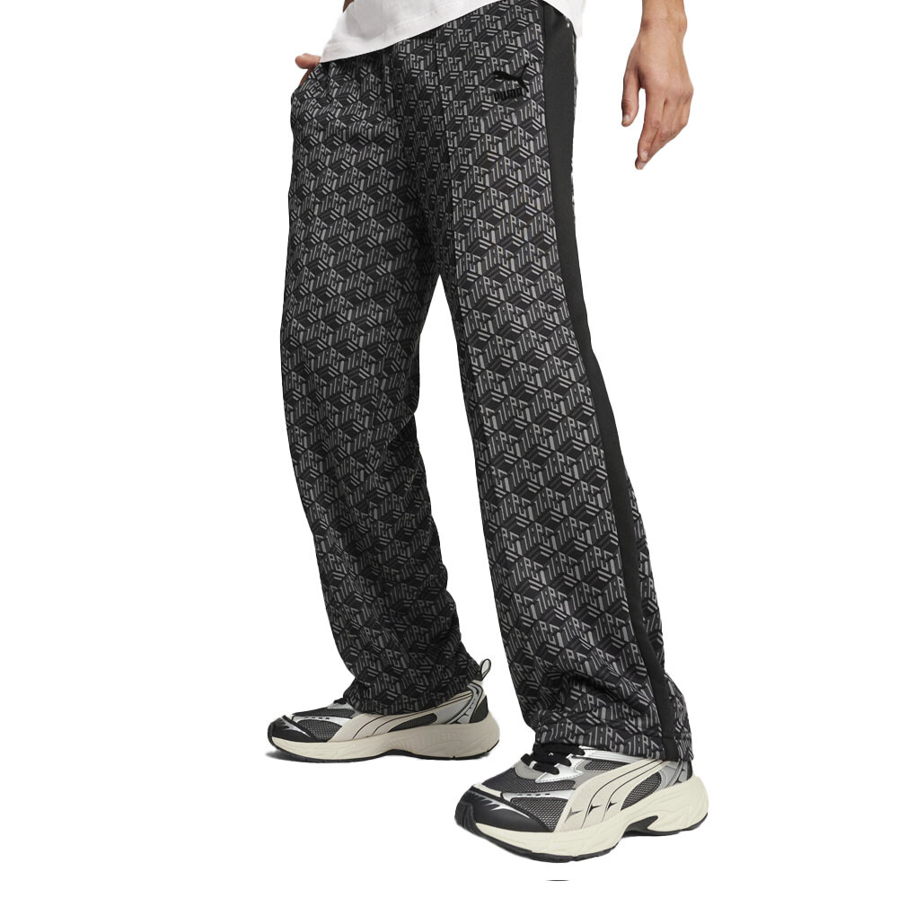 Puma T7 AllOver Print Straight Track Pants Mens Black, Grey Casual Athletic Bott