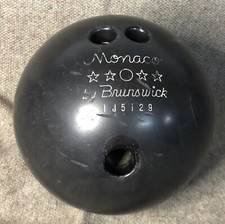 VINTAGE MONACO BY BRUNSWICK BOWLING BALL CLASSIC ALL BLACK 15 LB