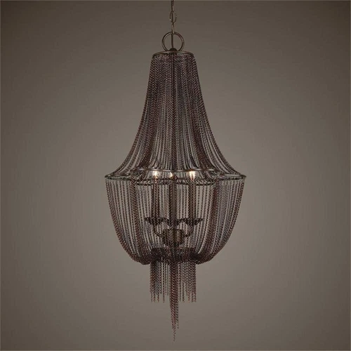 Uttermost Lezzeno 3 Draped Jewelry Chain Chandelier in Dark Bronze - Picture 1 of 3