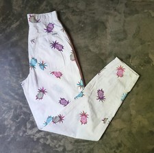 Vtg 80s Esprit Rose Hips Pineapple Print New Wave Lightweight Summer Pants Sz 3
