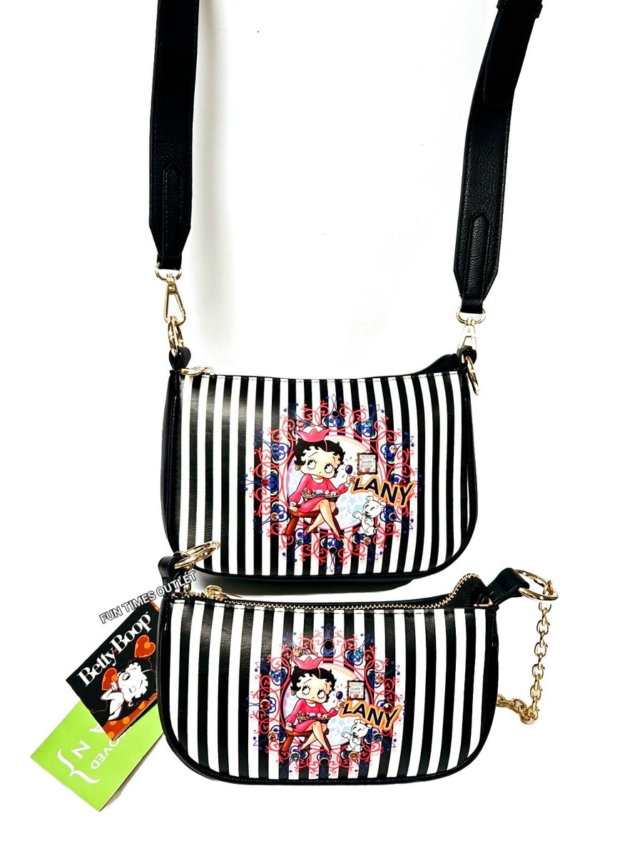 ★TOUT Y EST★ Betty Boop Mini Leather Trapeze Shoulder Bag Betty Boop Purse Ladies Crossbody Vegan Leather Mini Bag Set