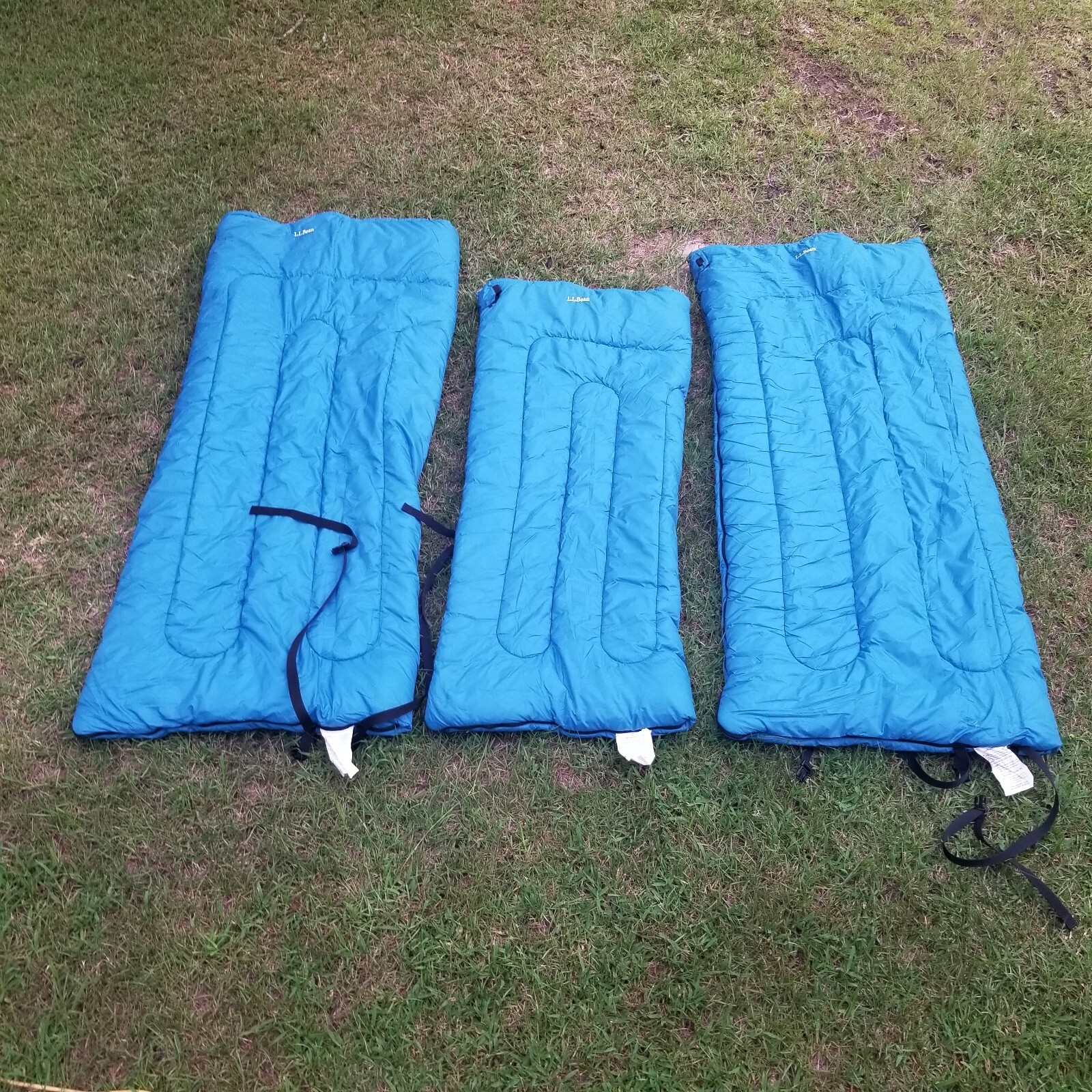 2 Adult LL Bean Camp Sleeping Bags 40° F + 1 Kid Poly Cotton with