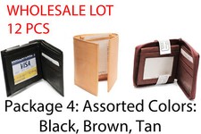 Wholesale lot of 12 Men's Bifold Trifold Leather Wallets Men's Wallet