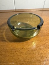 Vintage 1963 Ashtray Green Glass Translucent Mid Century Modern Made in USA