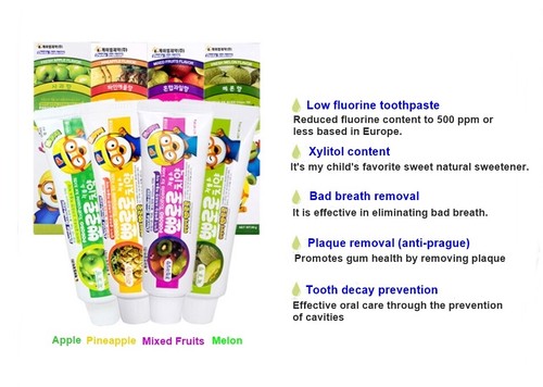 Dentifricio PORORO per Bambini Dentifricio Coreano Frutta Mista Sapore 90g x 3ea - Foto 4 di 6
