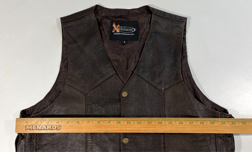 Men's Xelement Motorcycle Biker Leather Vest Embossed USA Eagle Side Laces Sz L - Picture 12 of 13