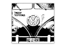 Classic car Birthday card. VW Type 2. Camper van. Bus. Choice of sizes. Personal