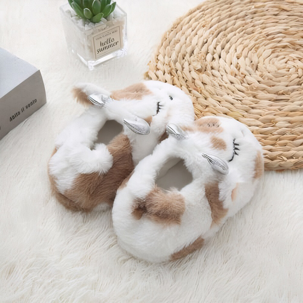 APL Pantofole mucca peluche bambini Kawaii animali ciabatte comode antiscivolo per autunno inverno