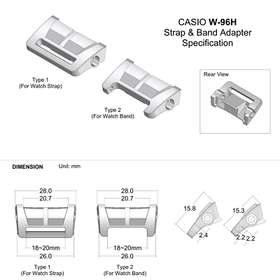 Tough Resin Watch Adapter for Casio W96H Digital Watch | eBay