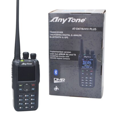Anytone AT-D878UVII Plus Bluetooth PTT GPS APRS Dual Band DMR Analog Radio