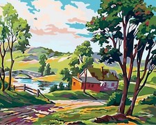 Paint By Numbers Adults kids House Landscape DIY Painting Kit 40x50CM Canvas