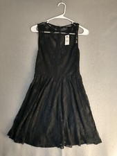 Express Womens Mini Dress XS Black Floral Sleeveless Lace Lined Solid Cocktail