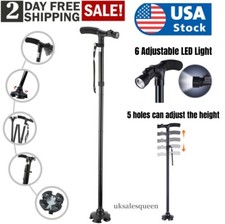 LED Walking Stick Cane All Terrain Pivoting Base Folding Cane Adjustable Height