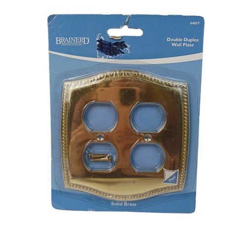 Brainerd Outlet Cover Brass Double Duplex 2 Gang Rope 64057 Polished