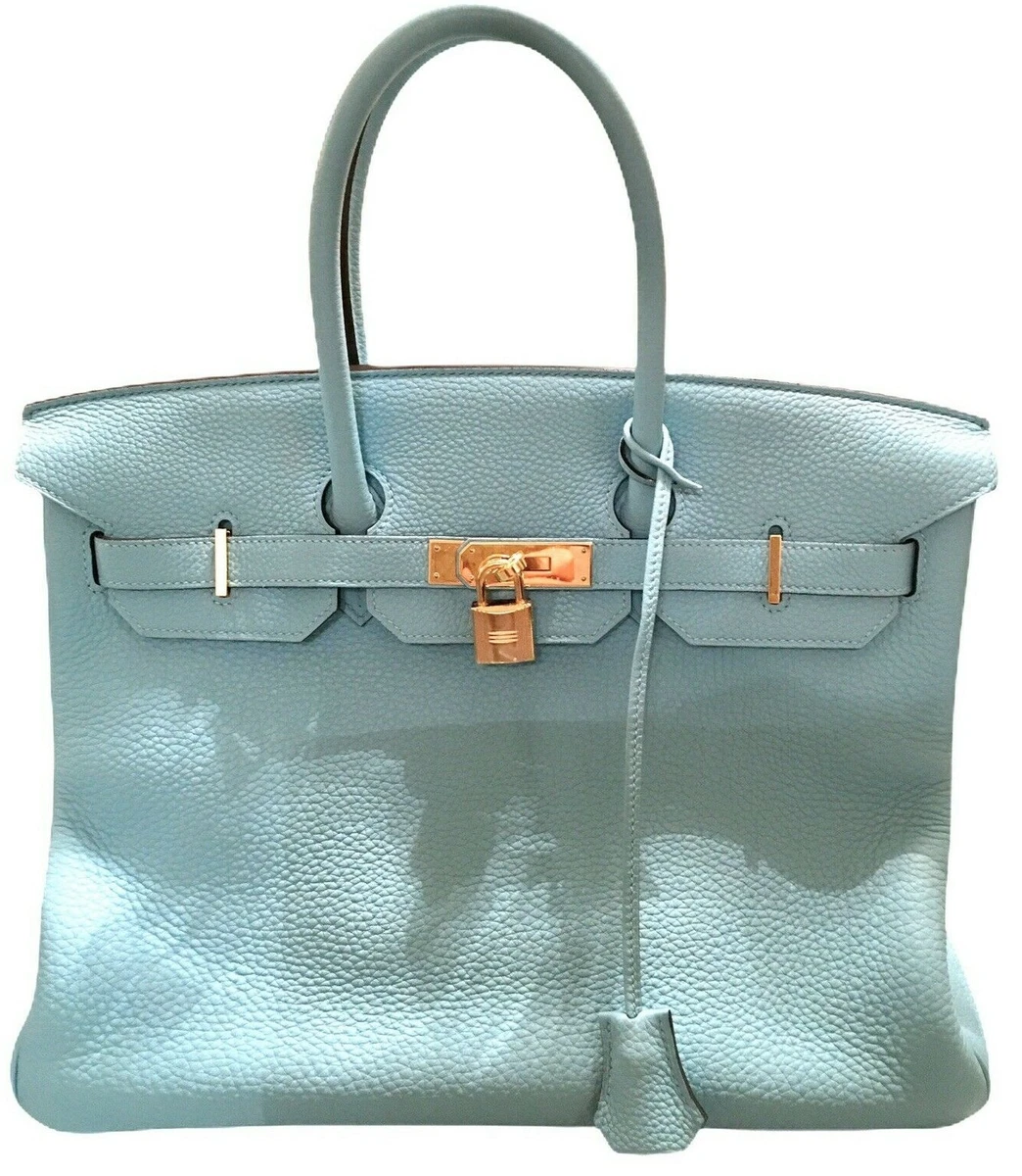 Hermes Birkin Bleu Atoll VERY RARE Gold Hardware 35cm Pristine w Store  Receipt