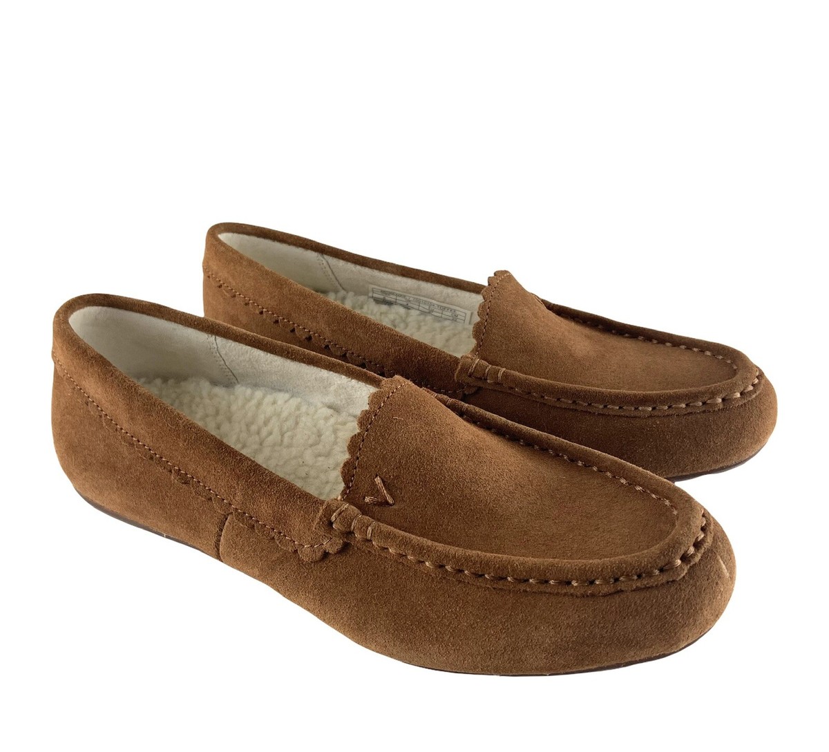 Vonic McKenzie Womens Bedroom Slippers Size Faux Fur Moccasin Brown Slip  On