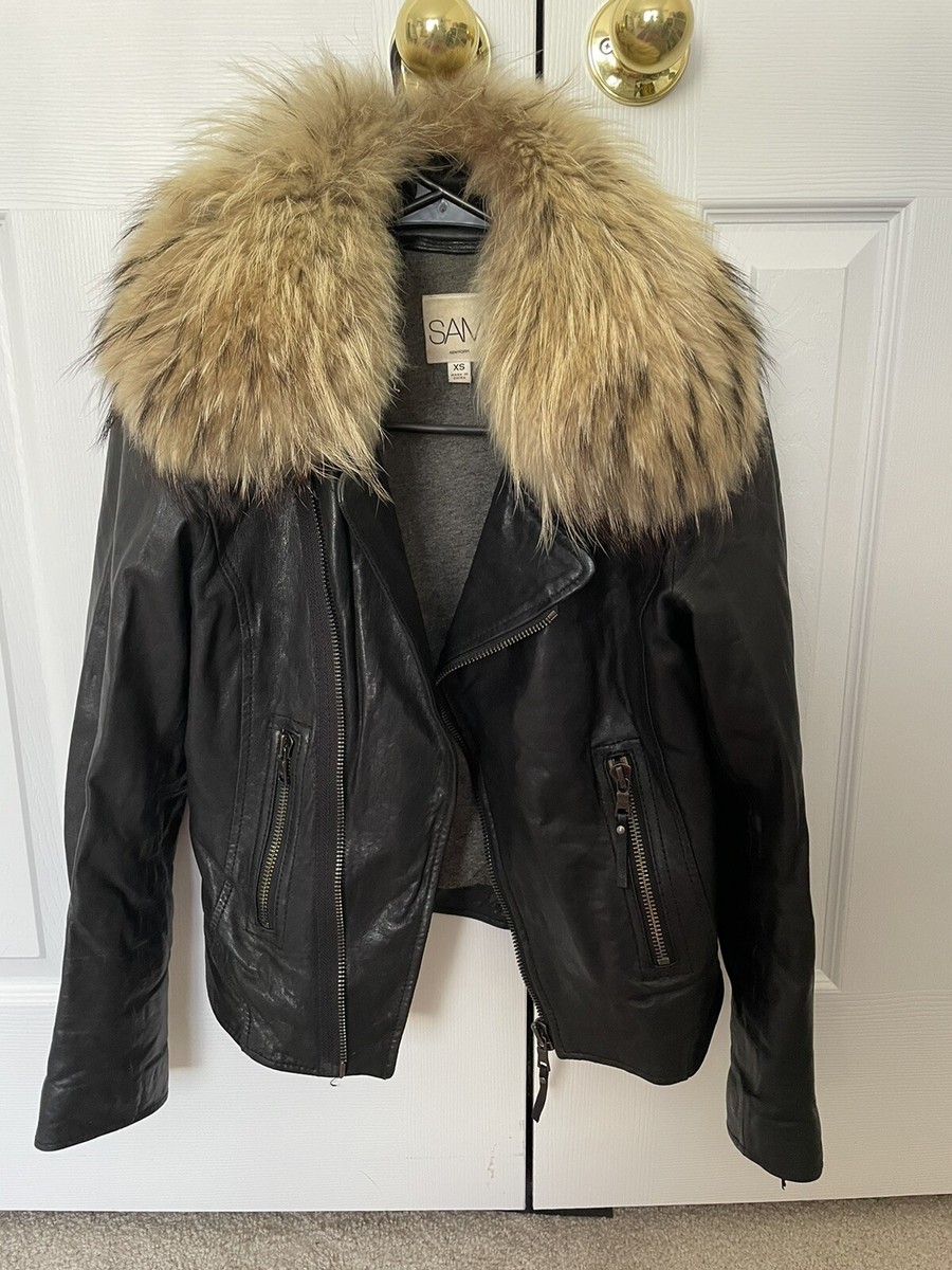 ジャケット・アウター archive raccoon fur leather jacket Cora Raccoon Jacket