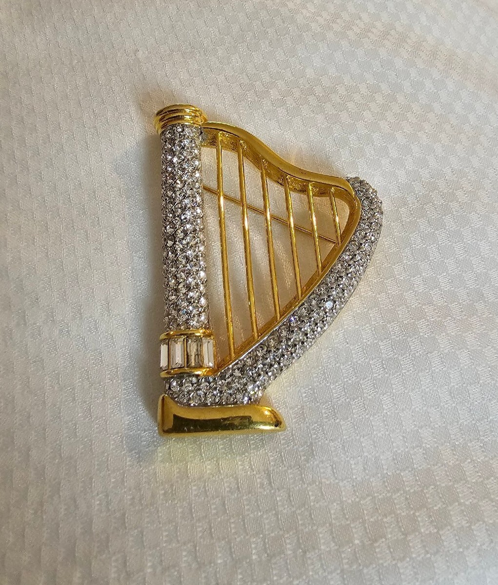 SWAROVSKI スワロフスキー ハープ　立琴 希少　|3957| Rare Retired Swarovski Crystal Harp Brooch | eBay