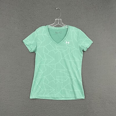 Under Armour Shirt Womens Small Loose Fit Green Geometric Workout  Activewear Gym