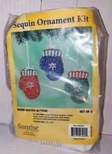Sunrise Warm Winter Mittens Sequin Ornament Kit Makes 3