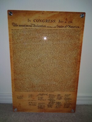 US Declaration of Independence Acrylic Glass Wall Art USA American History 1776