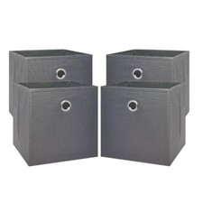 4 PACK Mainstays Collapsible Fabric Cube Storage Bin 10.5" x 10.5" ,Grey Flannel