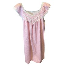 VINTAGE Glencraft Pink Cap Sleeve Sweetheart Neckline Nightgown SZ Medium